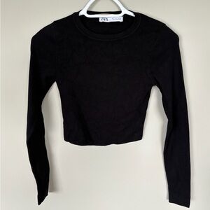 Zara Black Fitted Long Sleeve Bodysuit